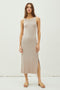 Taupe Ribbed Knit Side Slit Sleeveless Dress