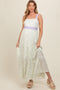 Lavender Floral Contrast Sash Tie Maternity Maxi Dress