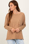 Camel Mineral Wash Front Pocket Long Sleeve Top