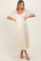 Ivory Embroidered Floral Overlay Maternity Midi Dress