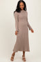 Light Mocha Ribbed Knit Midi Sweater Dress