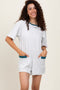 Heather Grey Cotton Terry Contrast Band Short Romper