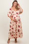 Cream Floral Puff Sleeve Maternity Plus Tiered Maxi Dress