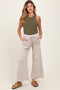 Cream Mineral Wash Wide Leg Ankle Maternity Pants