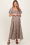 Blue Floral Smocked Flutter Sleeve Maternity Maxi Dress