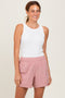 Mauve Elastic Cargo Shorts