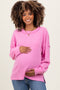 Pink Brushed Ribbed Knit Maternity Pullover