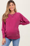 Magenta Vintage Wash French Terry Maternity Pullover