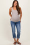 Dark Wash Slim Roll Cuff Maternity Jeans