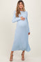 Light Blue Thick Ribbed Knit Maternity Maxi Sweater Dress