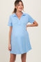 Blue Basic Polo Maternity Dress