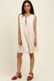 Cream Pleated Front Tie Linen Blend Dress