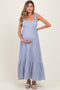 Navy Scrunch Strap Back Tie Ruffle Maternity Maxi Dress