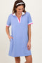 Blue Contrast Trim Mini Polo Dress