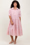 Pink Striped Tiered Raw Hem Midi Dress