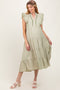 Light Olive Scallop Detail Tiered Maternity Midi Dress