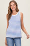 Blue Textured Striped Sleeveless Top