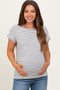 Black Pinstripe Soft Terry Short Sleeve Maternity Top