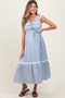 Light Blue Ruffled Floral Cotton Maternity Maxi Dress