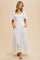 Ivory Smocked Cotton Flutter Sleeve Maxi Dress