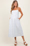 Blue Striped Floral Applique Maternity Midi Dress