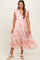Rust Floral Scallop Hem Tiered Maternity Midi Dress