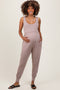 Mocha Scoop Neck Sleeveless Maternity Jogger Jumpsuit
