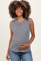 Heather Grey Basic Crew Neck Maternity Tank