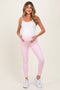 Pink Ribbed Maternity Leggings