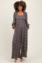 Navy Floral Long Sleeve Wide Leg Maternity Jumpsuit