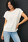 White Linen Blend Short Sleeve Tee