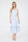 Light Blue Floral Smocked Shoulder Tie Midi Dress