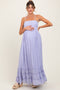 Lavender Halter Neck Smocked Tiered Hem Maternity Maxi Dress