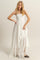 White Halter Neck Smocked Tiered Hem Maxi Dress