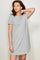 Heather Grey Ribbed Knit Basic Short Sleeve T-Shirt Dress