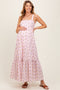 Pink Floral Print Ruffle Hem Maternity Maxi Dress