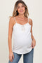 White Crochet Lace Button Detail Maternity Tank