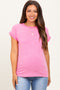 Pink Striped Terry Maternity Short Sleeve Top