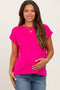 Fuchsia Rolled Short Sleeve Maternity Tee