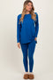 Blue Brushed Knit Oversized Top and Legging Set