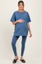 Blue Oversized Crewneck Short Sleeve and Legging Maternity Set