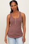 Mauve Button Front Tank Top