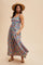 Blue Floral Scallop Detail Sleeveless Maxi Dress