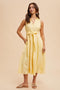 Yellow Sleeveless Linen Blend Midi Shirt Dress