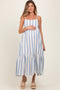 Blue Wide Stripe Linen Blend Sleeveless Maternity Maxi Dress