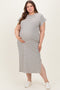 Black Striped Maternity Plus Midi T-Shirt Dress