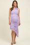 Lavender Ruched Mesh One Shoulder Asymmetric Maternity Dress