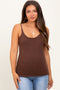 Brown Textured Knit Maternity Tank Top