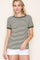 Olive Striped Short Sleeve Top