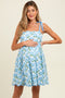 White Floral Shoulder Tie Scallop Hem Maternity Dress